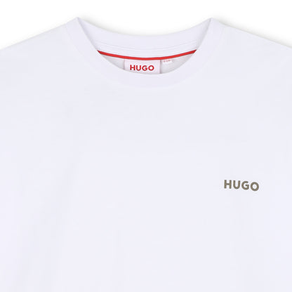 White Organic Cotton T-Shirt with Hugo Boxing Academy Back Print