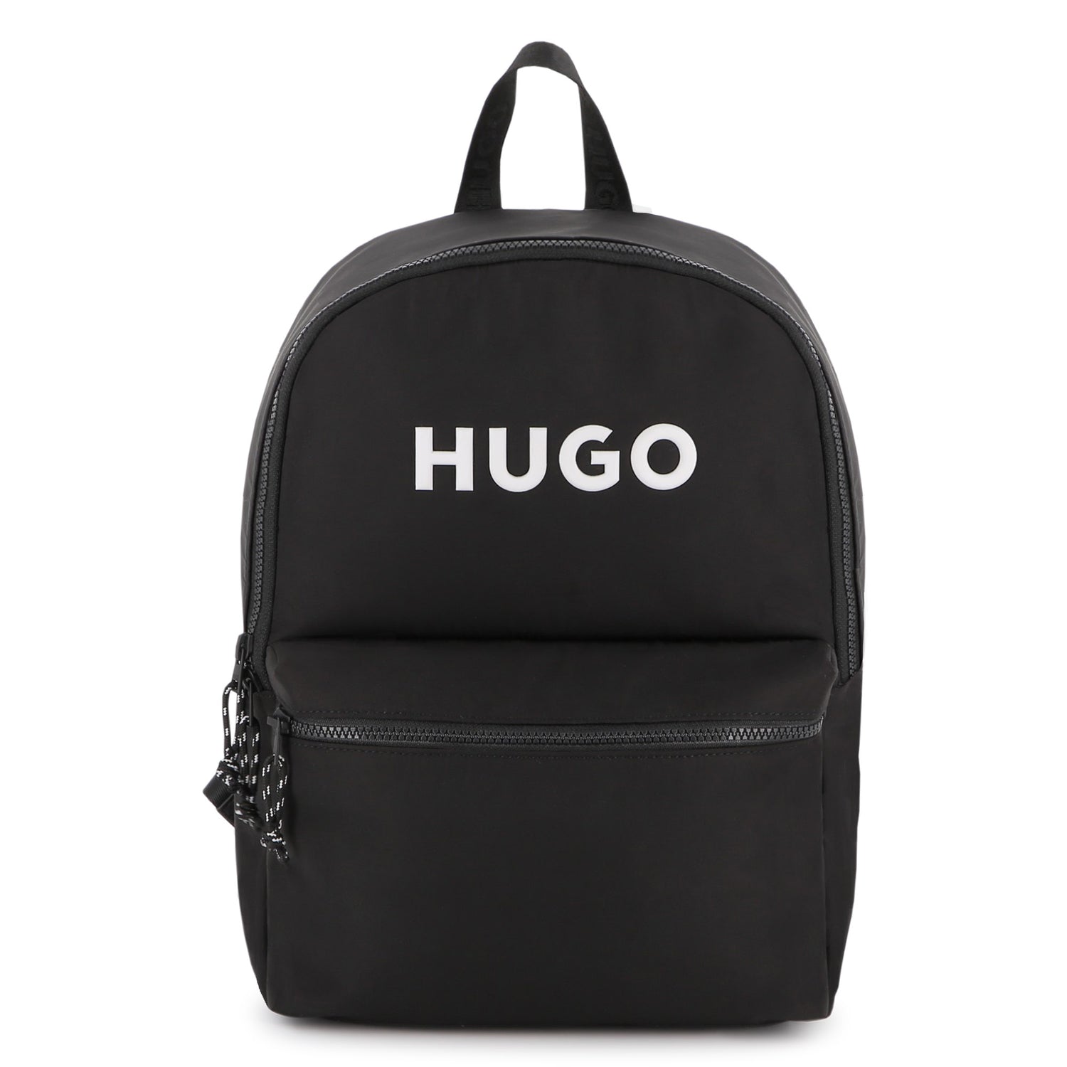 Black Matte Backpack with Branded Print and Padded Mesh Straps