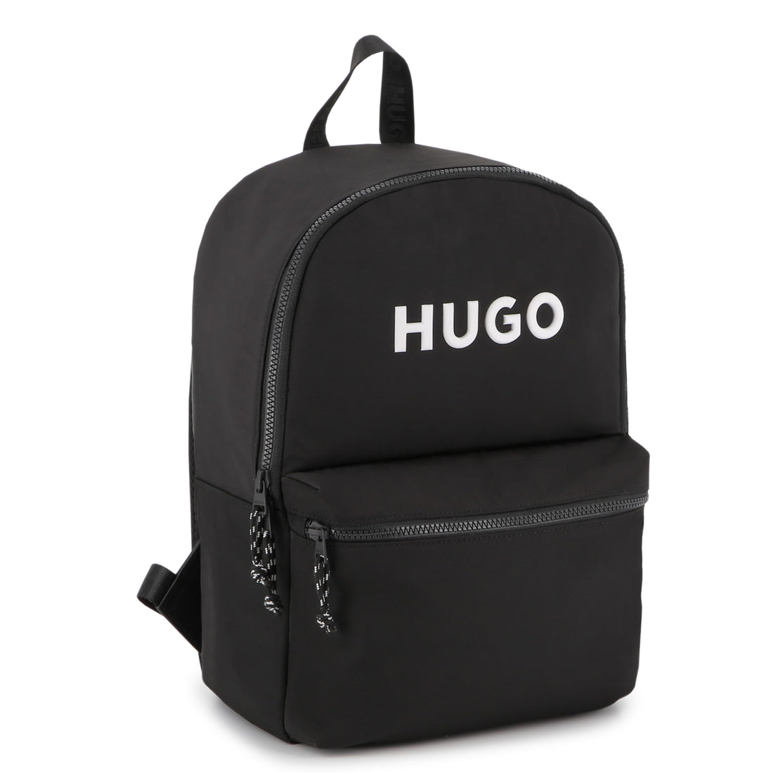 Black Matte Backpack with Branded Print and Padded Mesh Straps