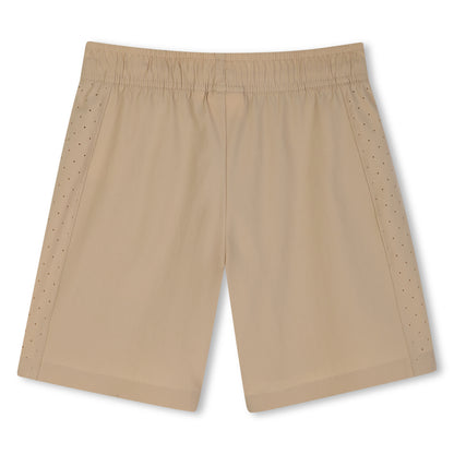 Beige Jogging Shorts with Perforated Panels Hugo