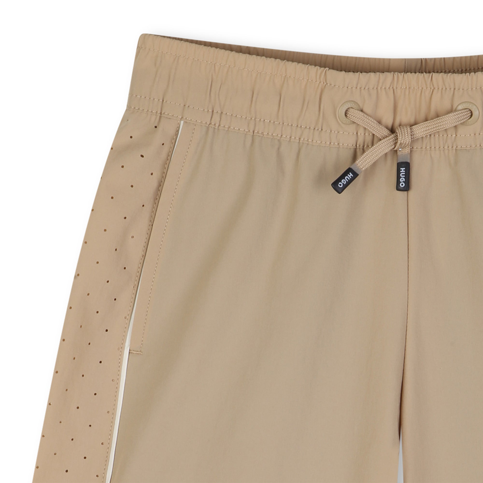 Beige Jogging Shorts with Perforated Panels Hugo