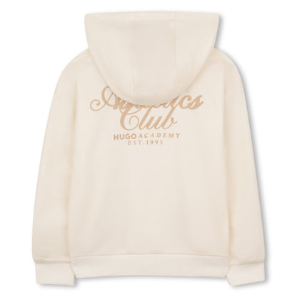 Cream Cotton Piqué Hooded Zip Cardigan Hugo