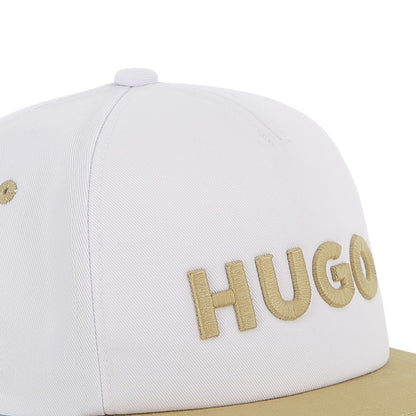 White Twill Cap with Contrast Peak Hugo