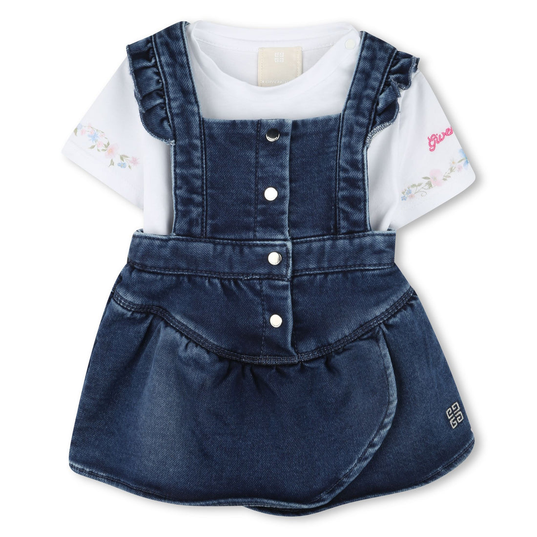 Denim Pinafore Dress & T-Shirt Set