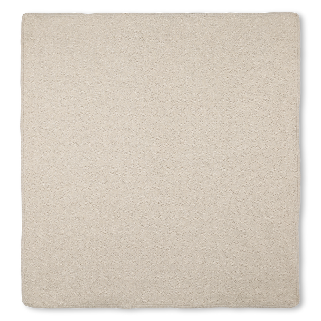 Beige Cotton and Cashmere Baby Blanket with Textured Knit