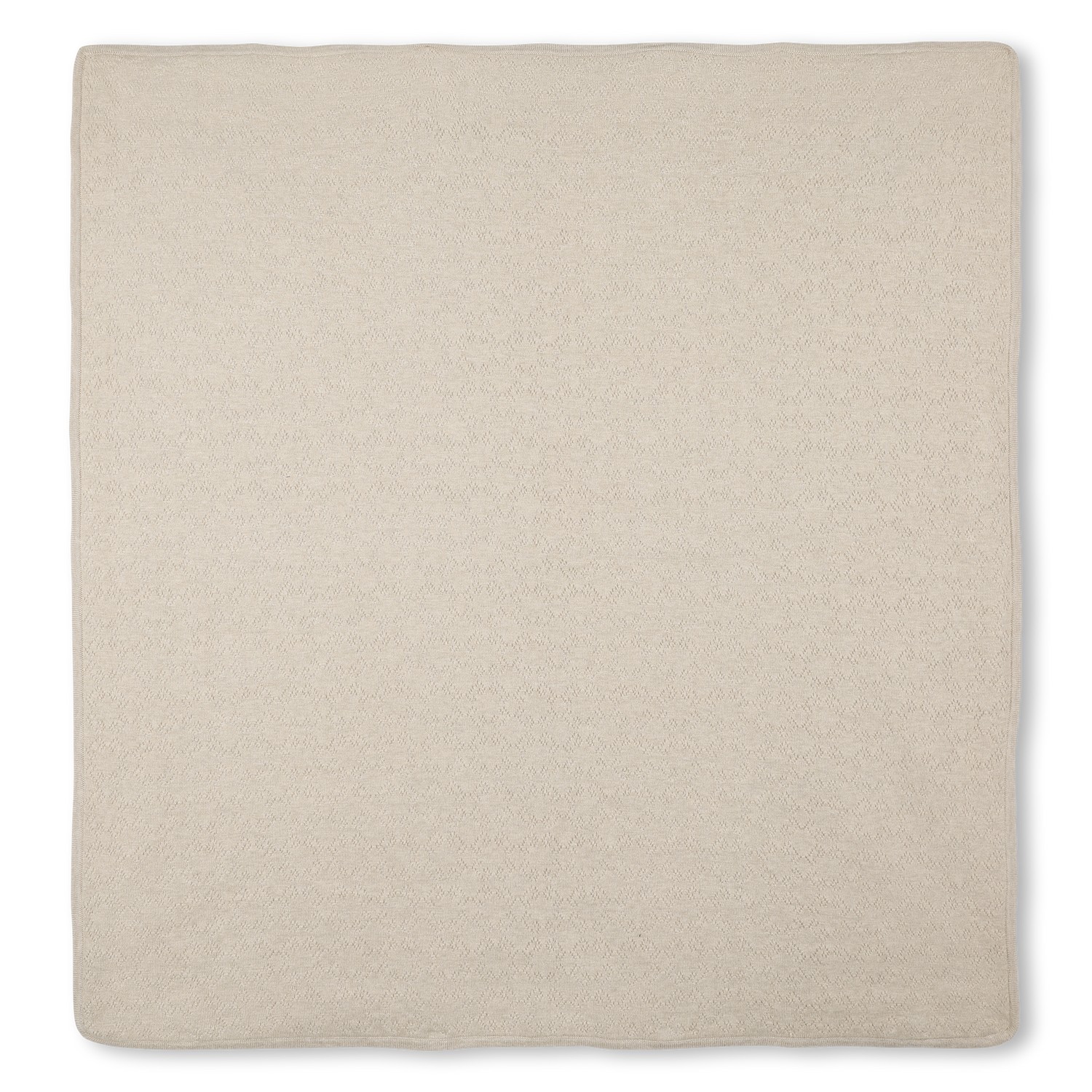 Beige Cotton and Cashmere Baby Blanket with Textured Knit