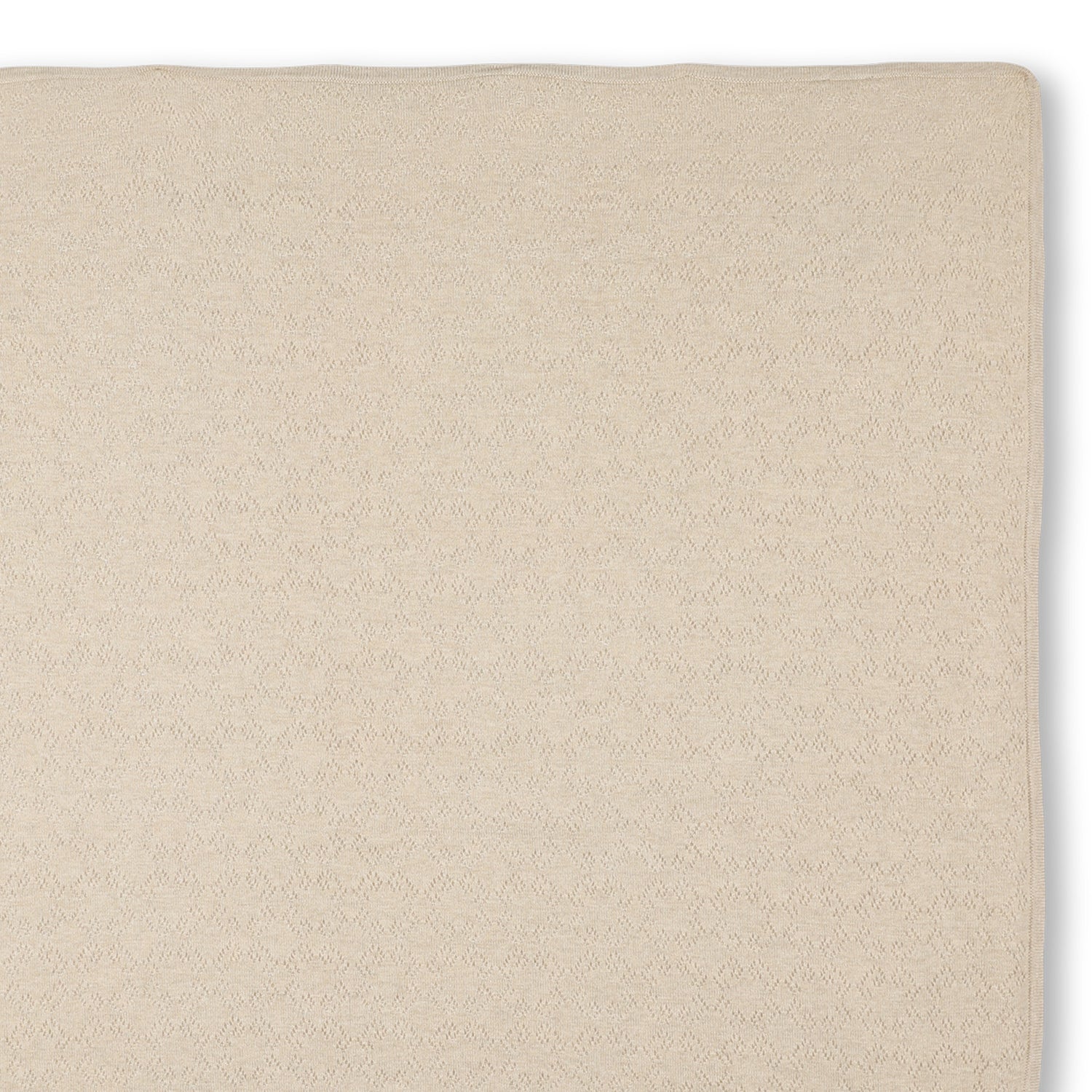 Beige Cotton and Cashmere Baby Blanket with Textured Knit