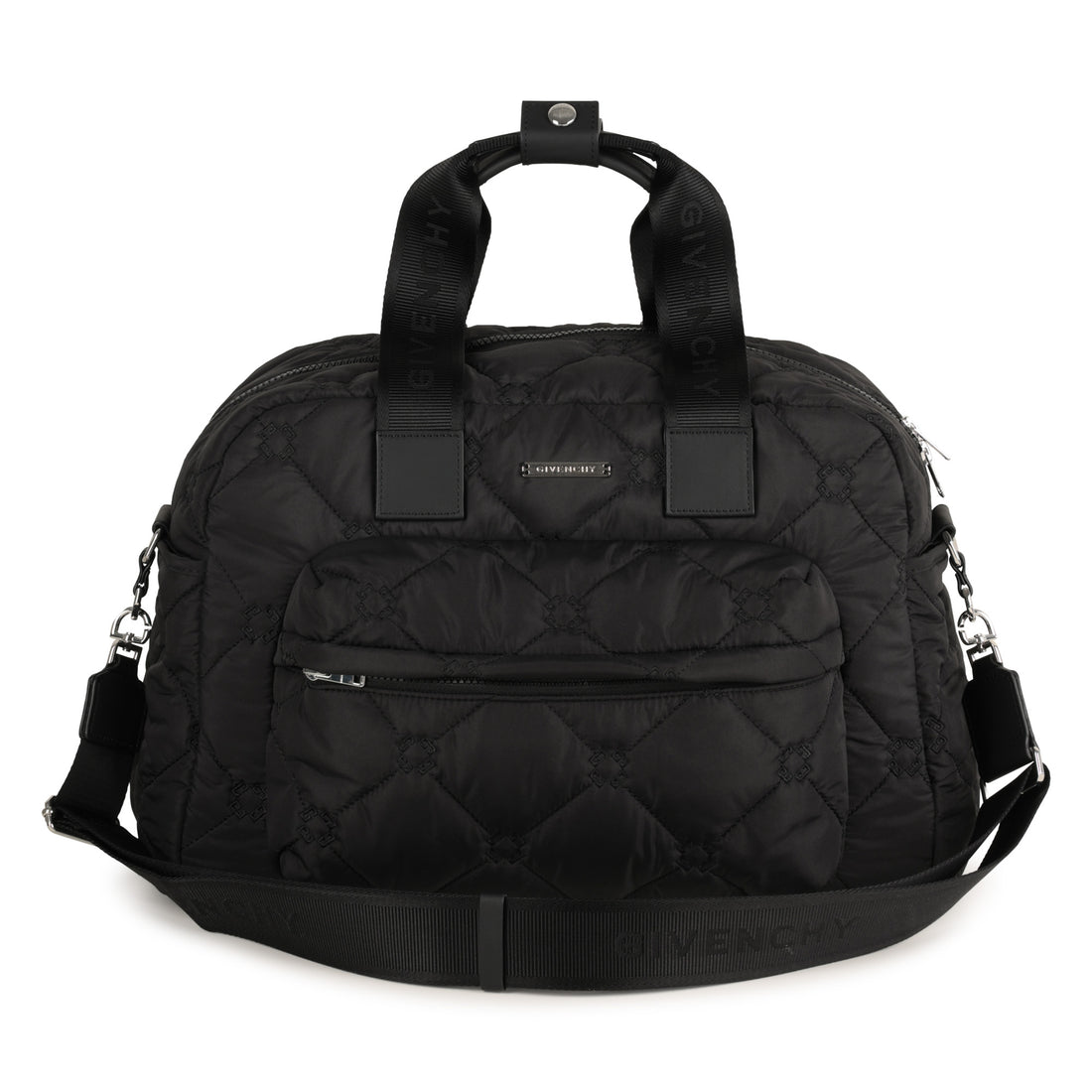Black Quilted Nylon Changing Bag Set with Mat and Bottle Holder