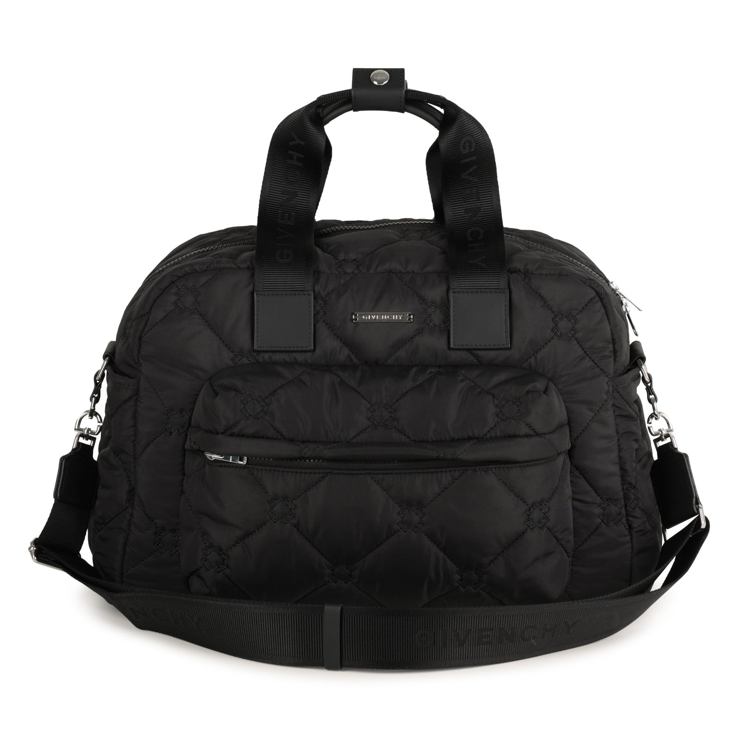 Black Quilted Nylon Changing Bag Set with Mat and Bottle Holder