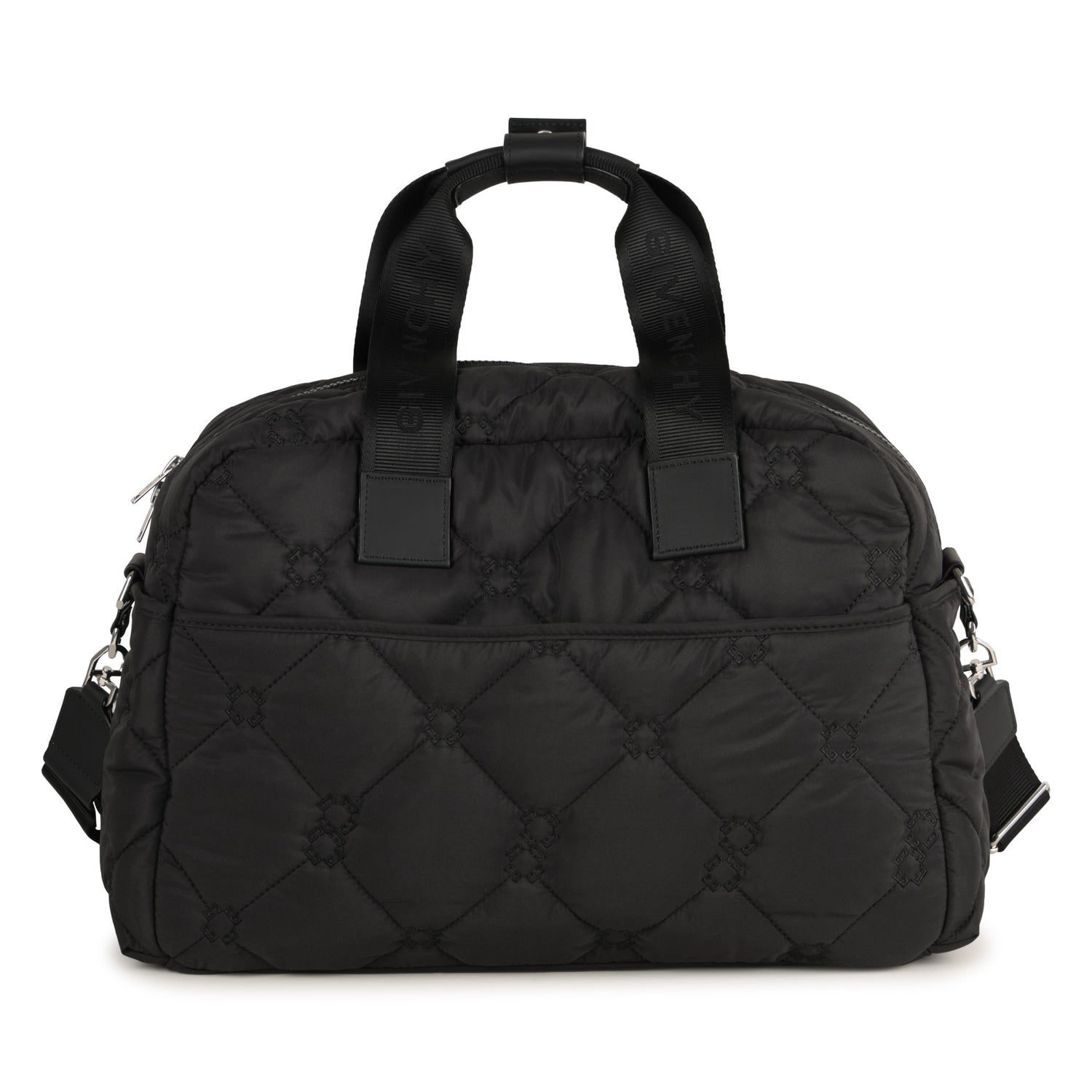 Black Quilted Nylon Changing Bag Set with Mat and Bottle Holder