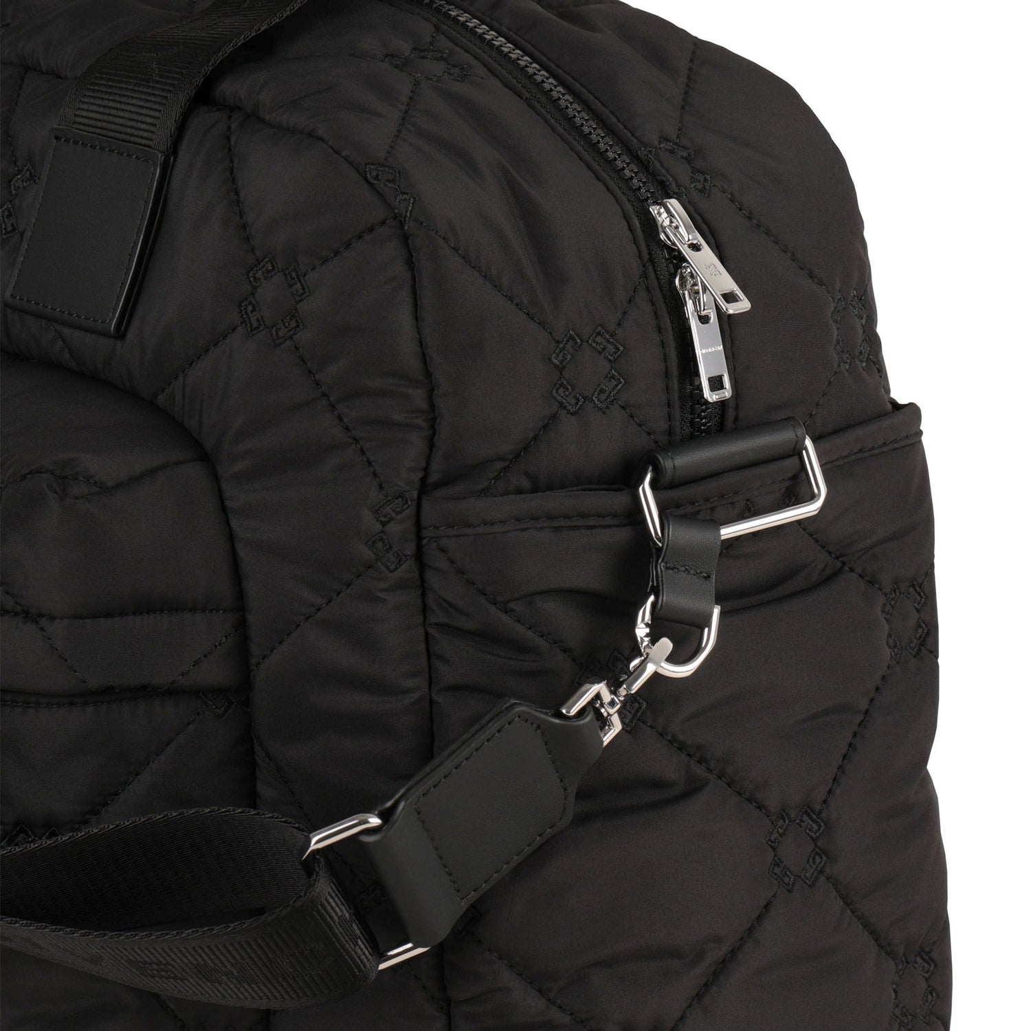 Black Quilted Nylon Changing Bag Set with Mat and Bottle Holder