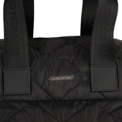 Black Quilted Nylon Changing Bag Set with Mat and Bottle Holder