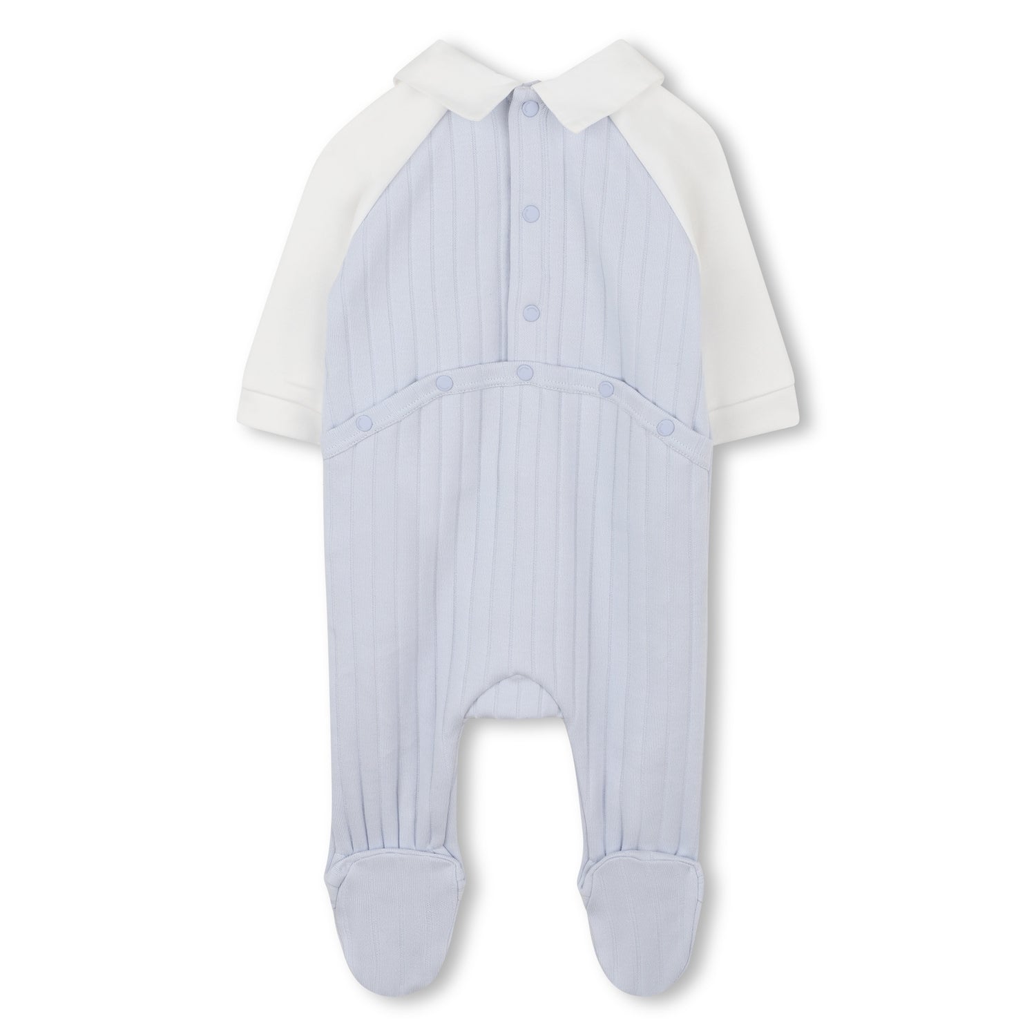 Marshmallow and Pale Blue Cotton Pyjama, Bib and Hat Set with Givenchy Logo