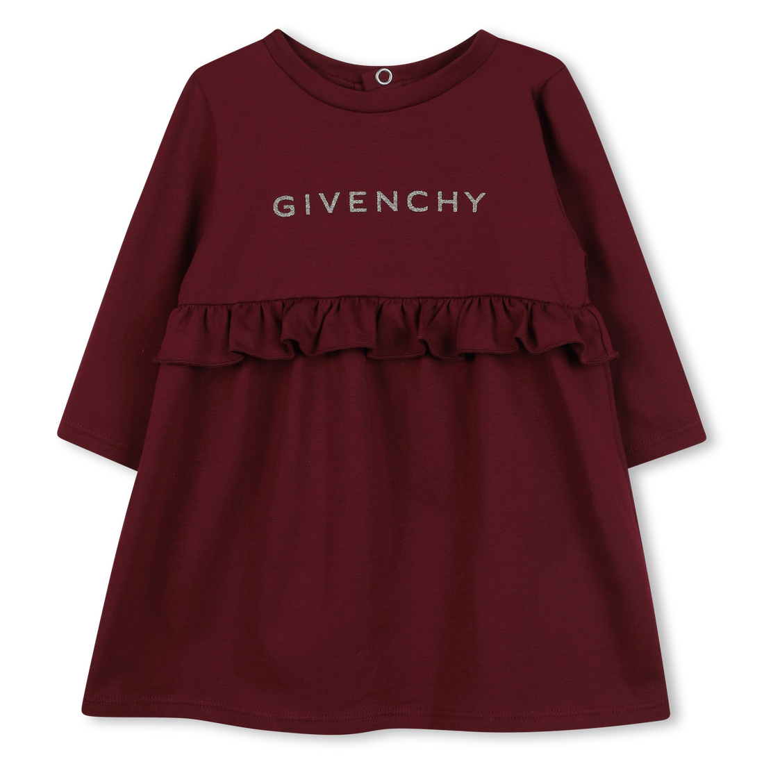 Logo Cotton Dress with Ruffle Detail for Girls