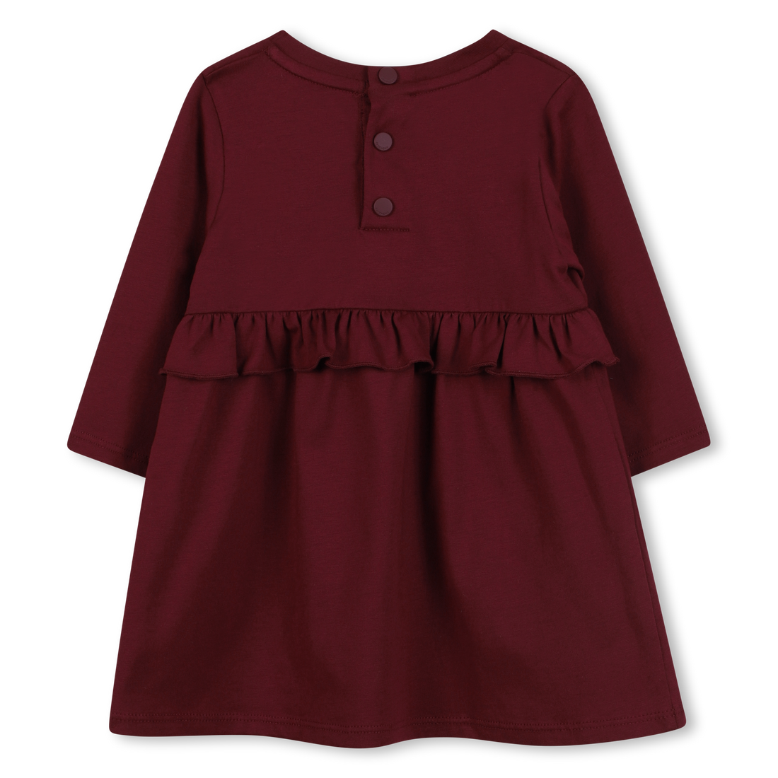 Logo Cotton Dress with Ruffle Detail for Girls