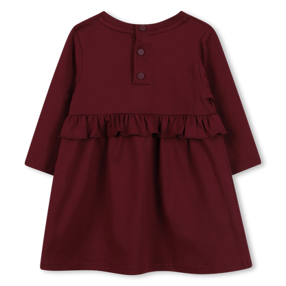 Logo Cotton Dress with Ruffle Detail for Girls