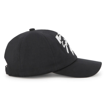 Black Cotton Twill Cap with Maison Givenchy Paris Embroidery