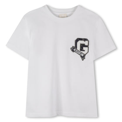 Organic Cotton Long Sleeve T-Shirt with Embroidered G Badge and Signature Logo