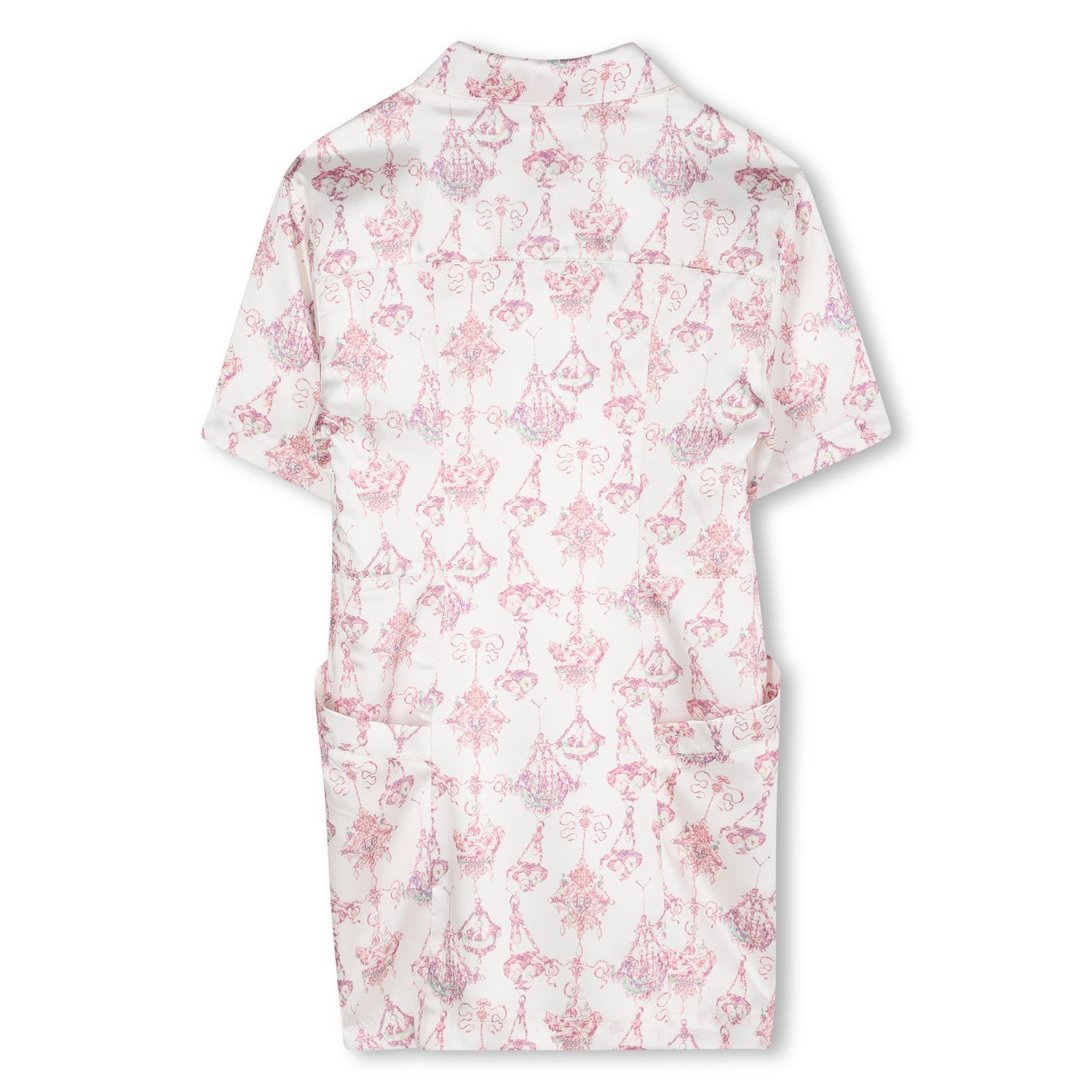 Pink Candelabra Satin Polo Dress with Embroidered Signature