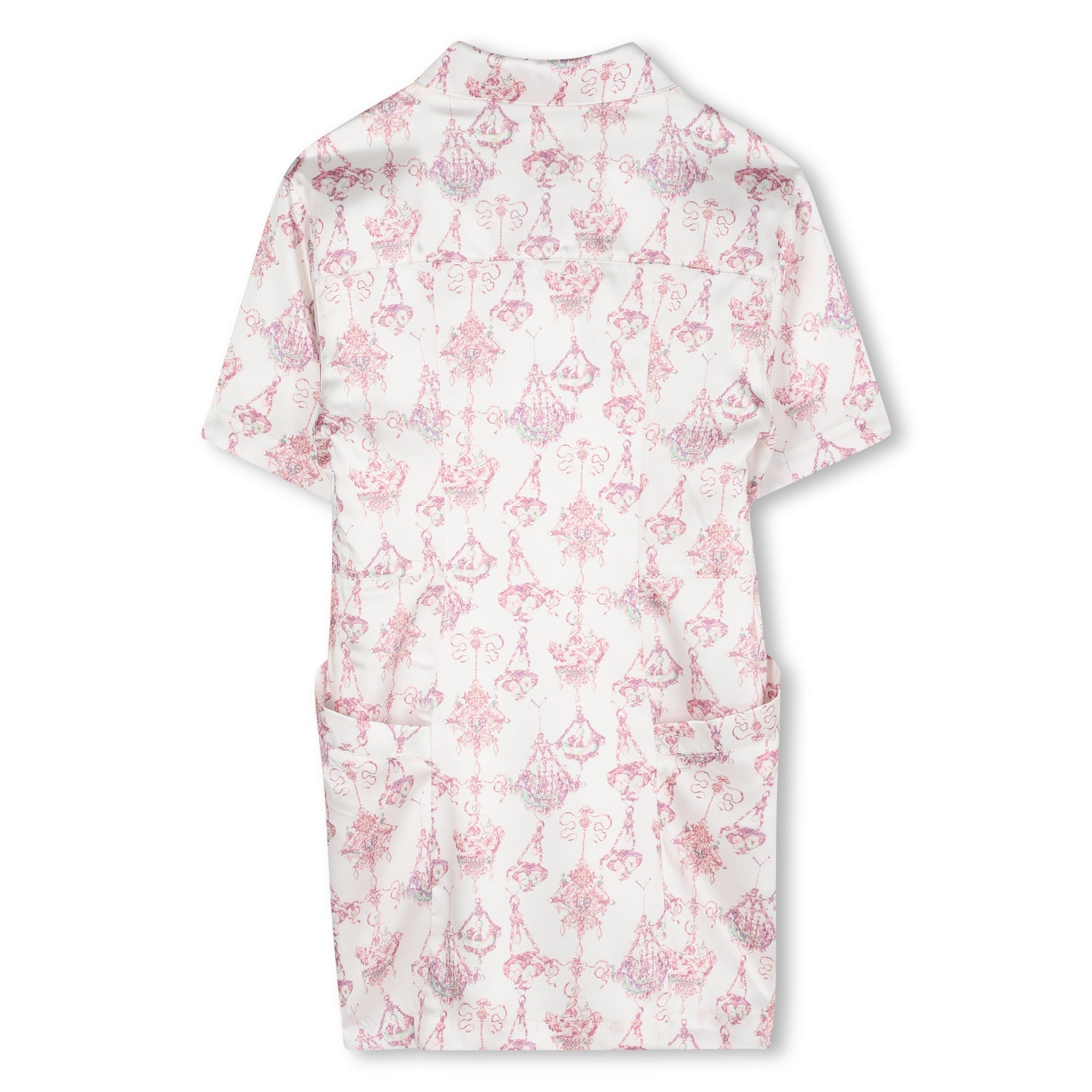 Pink Candelabra Satin Polo Dress with Embroidered Signature