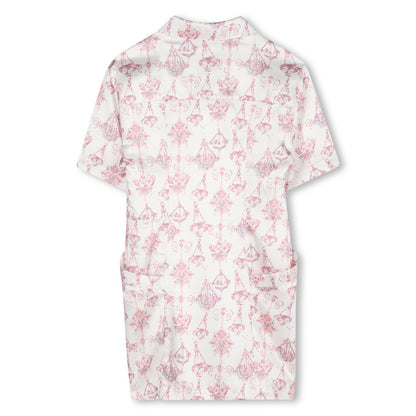 Pink Candelabra Satin Polo Dress with Embroidered Signature