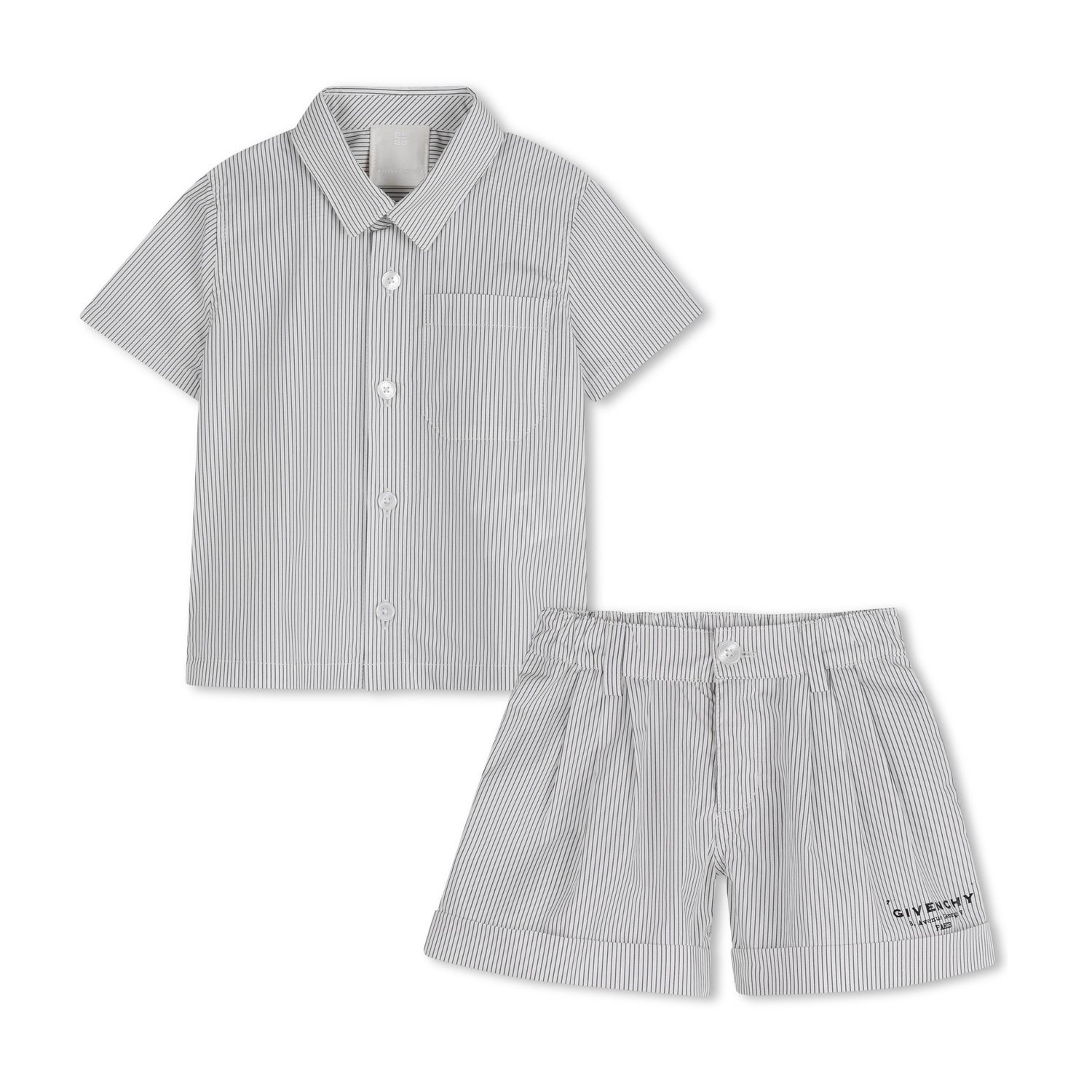 Striped Poplin Shirt and Shorts Set with Elasticated Waist Givenchy