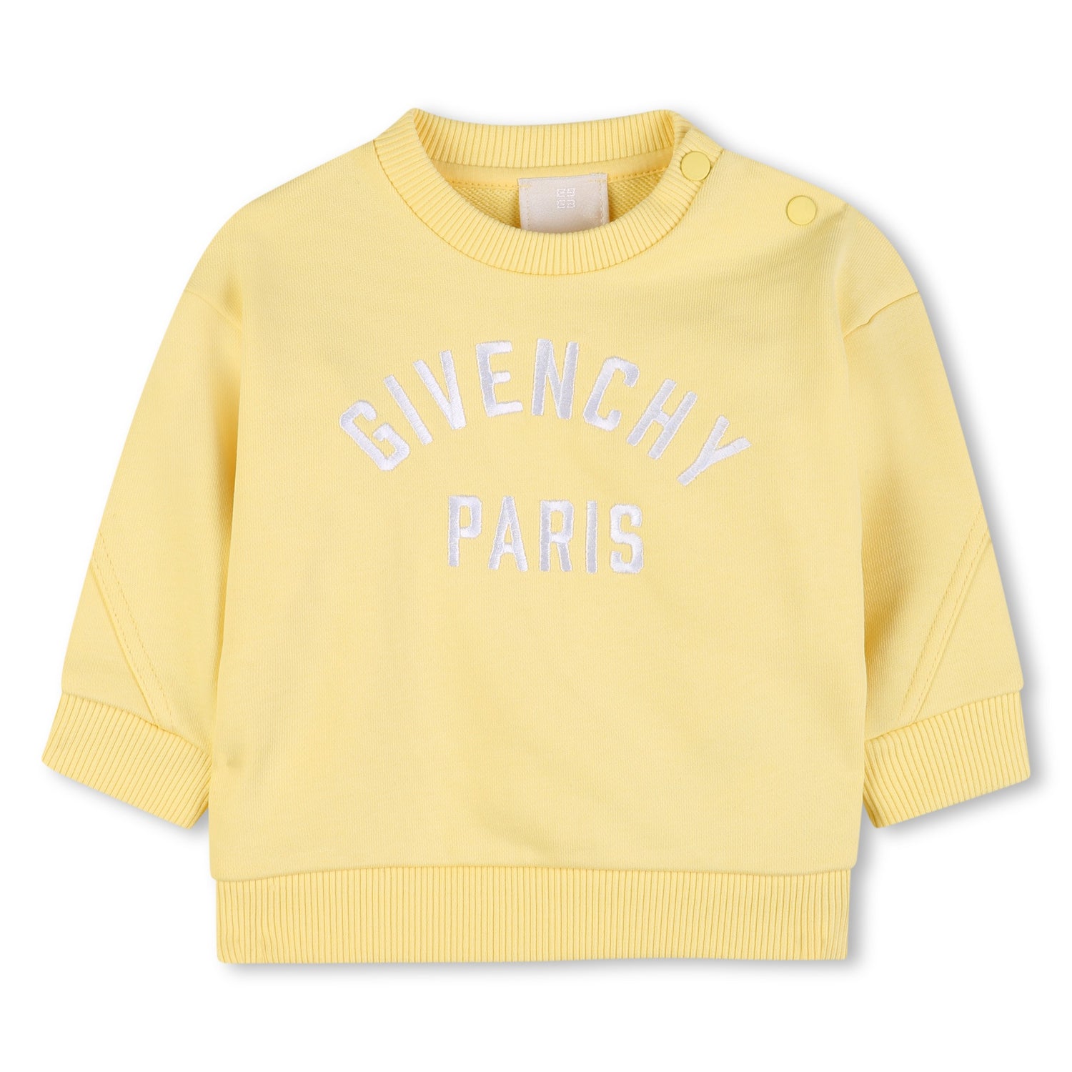 Baby Embroidered Logo Cotton Sweatshirt in Pale Yellow