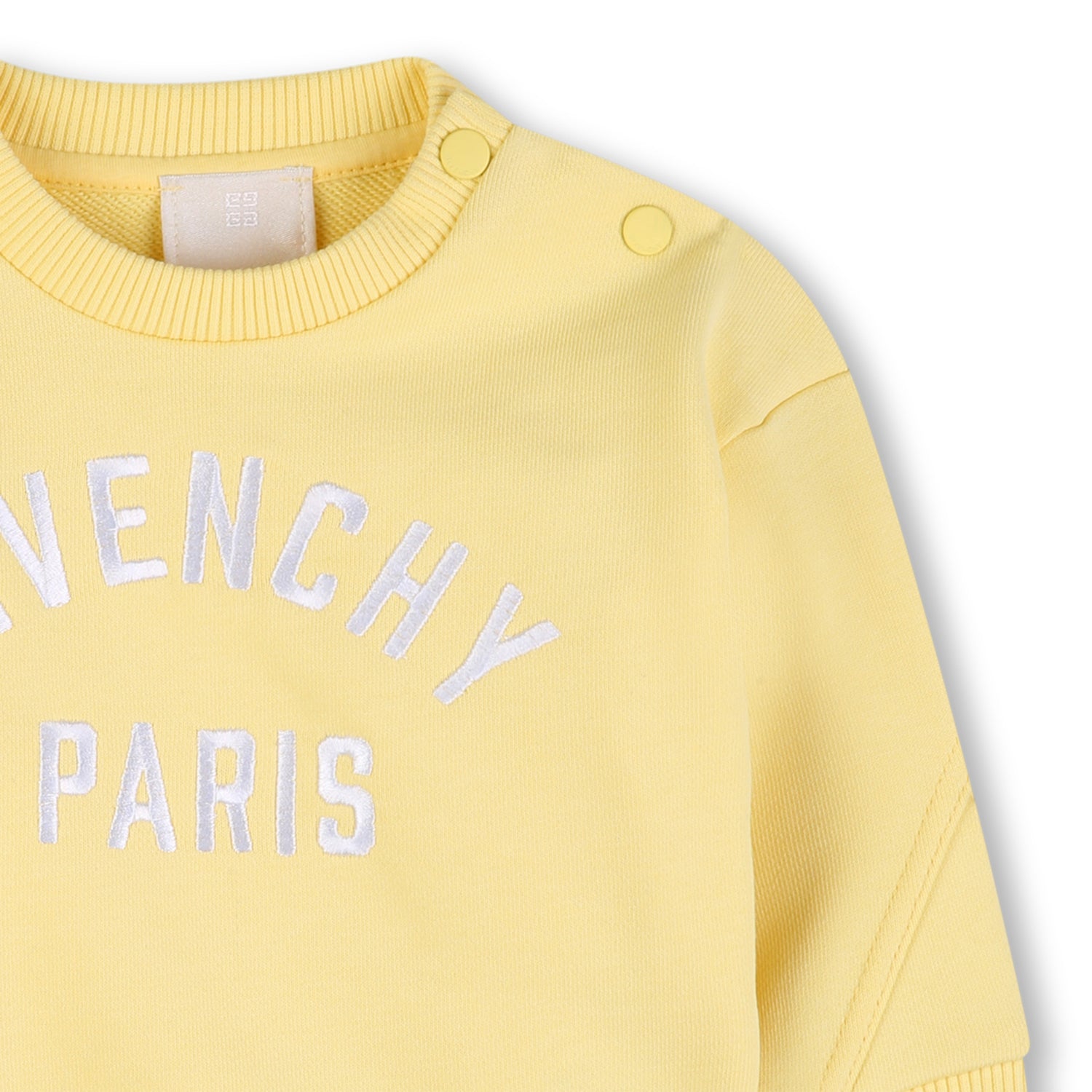 Baby Embroidered Logo Cotton Sweatshirt in Pale Yellow