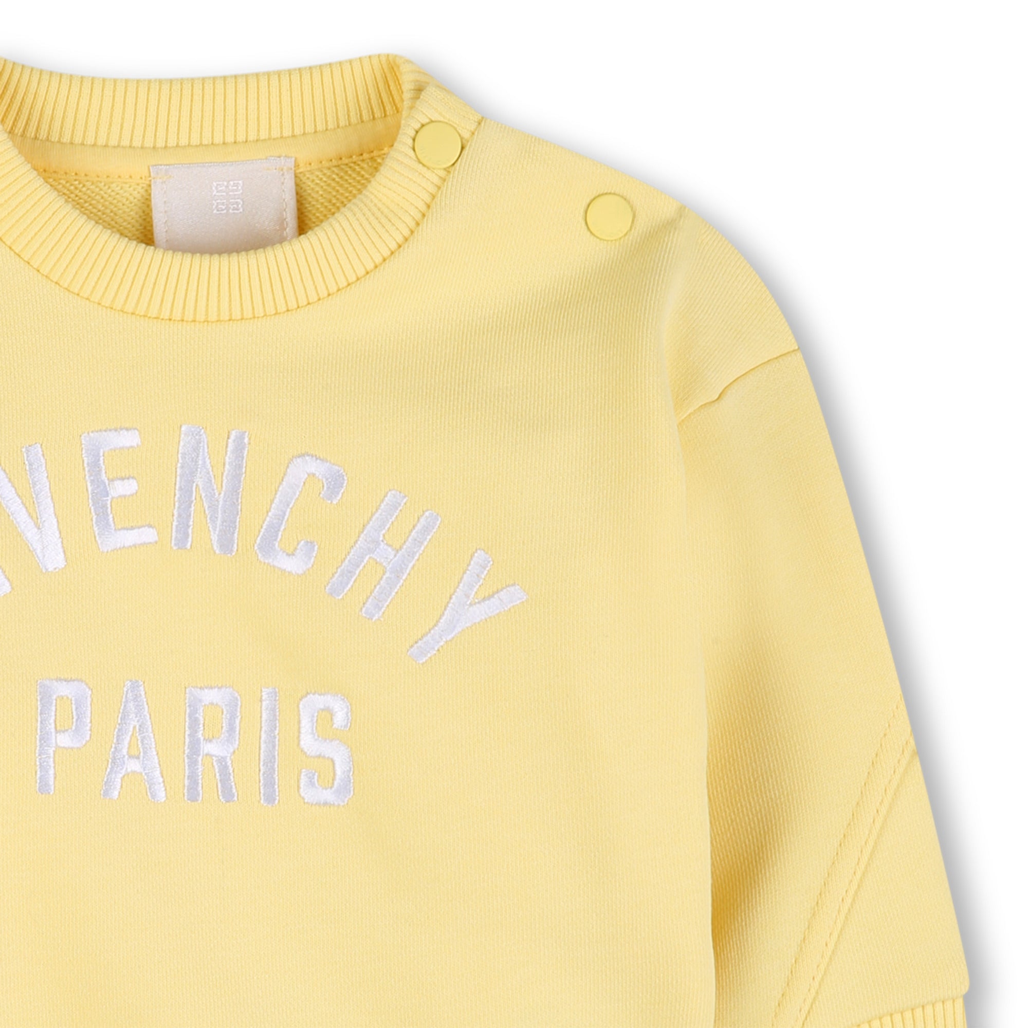 Baby Embroidered Logo Cotton Sweatshirt in Pale Yellow