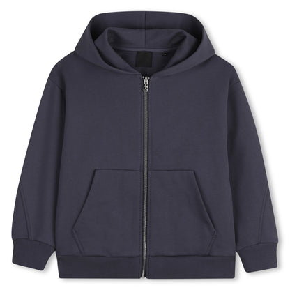 Zipped Fleece Hoodie with Embroidered Back Detail Givenchy