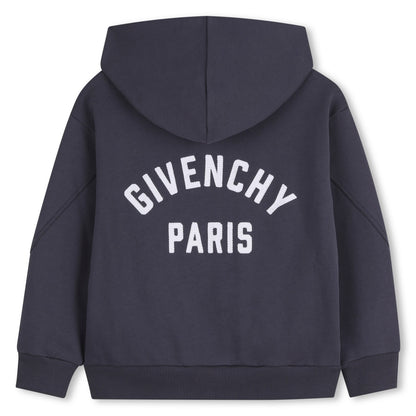 Zipped Fleece Hoodie with Embroidered Back Detail Givenchy