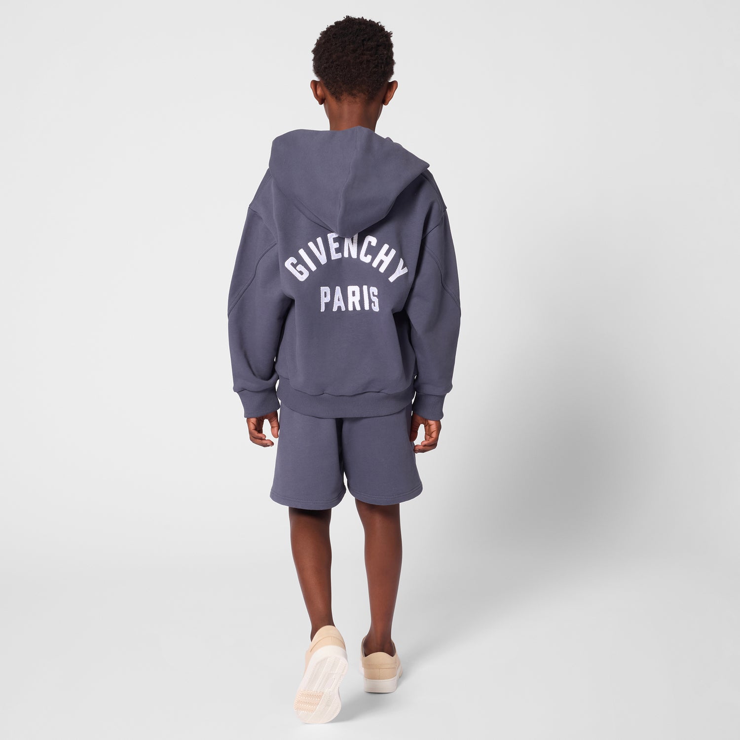 Zipped Fleece Hoodie with Embroidered Back Detail Givenchy