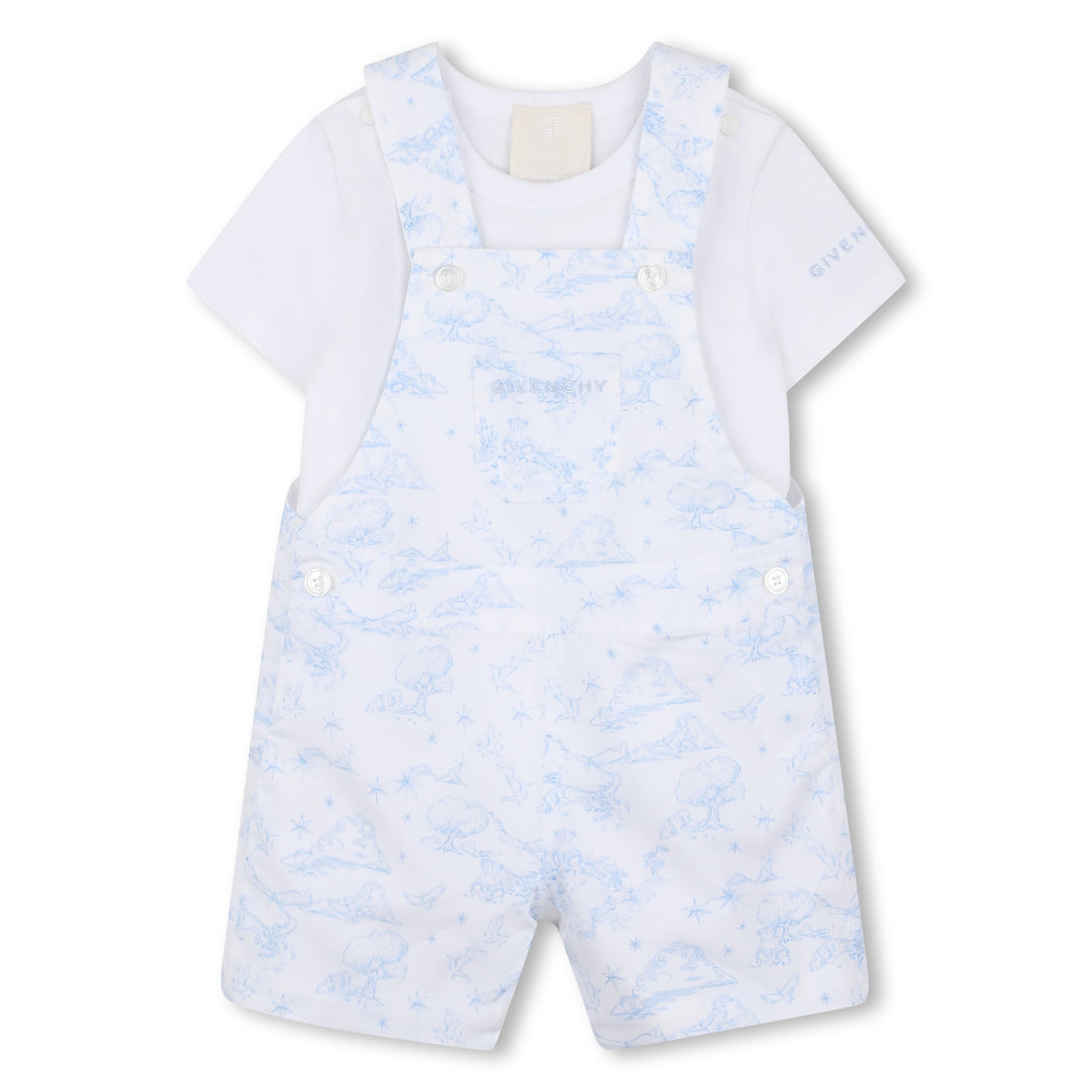 Cotton Tee &amp; Toile Overalls Set Givenchy