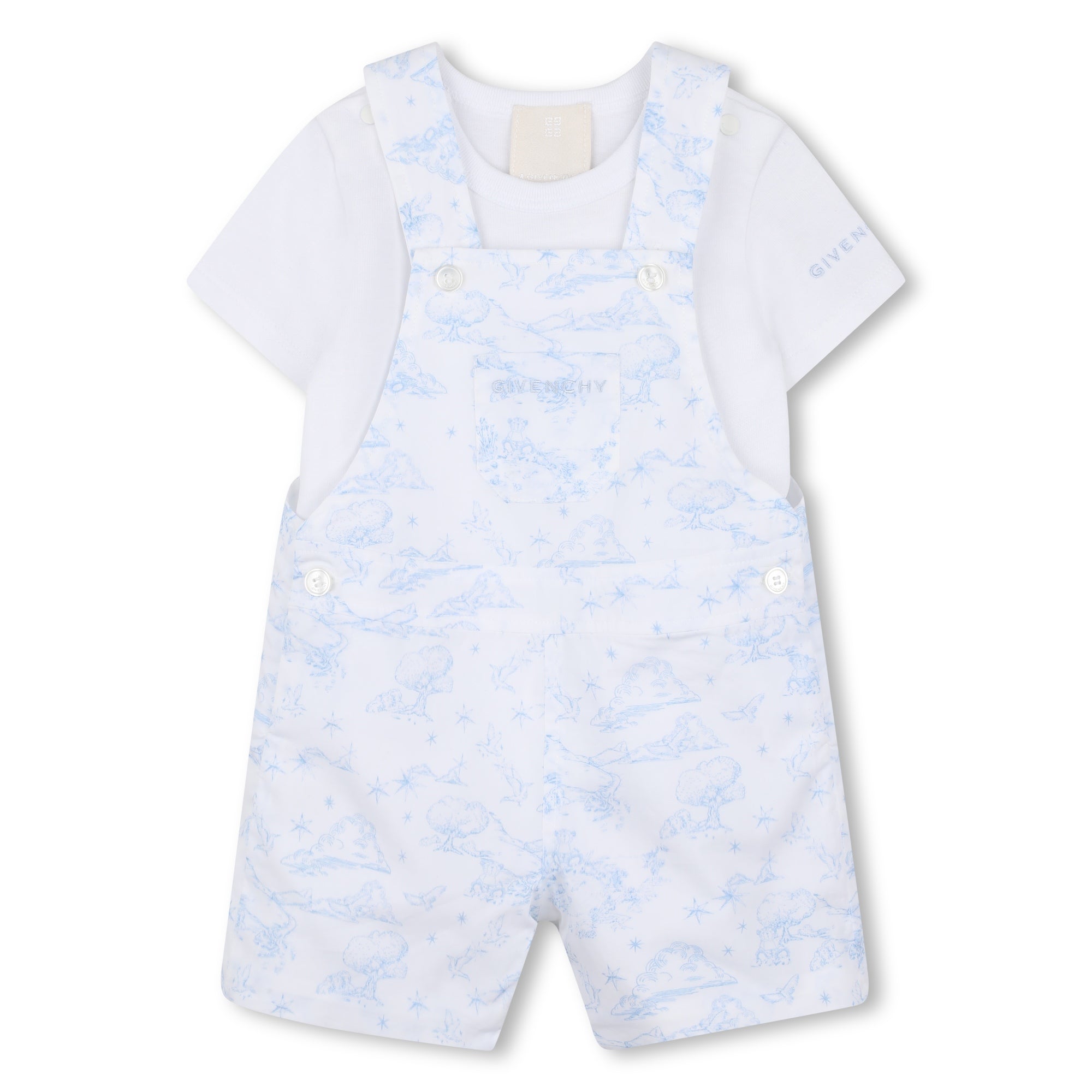 Cotton Tee &amp; Toile Overalls Set Givenchy
