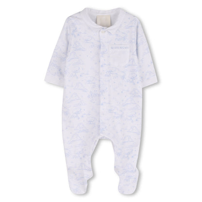 Cotton Interlock Pyjama Set with Toile de Jouy Print, Hat and Bib Givenchy