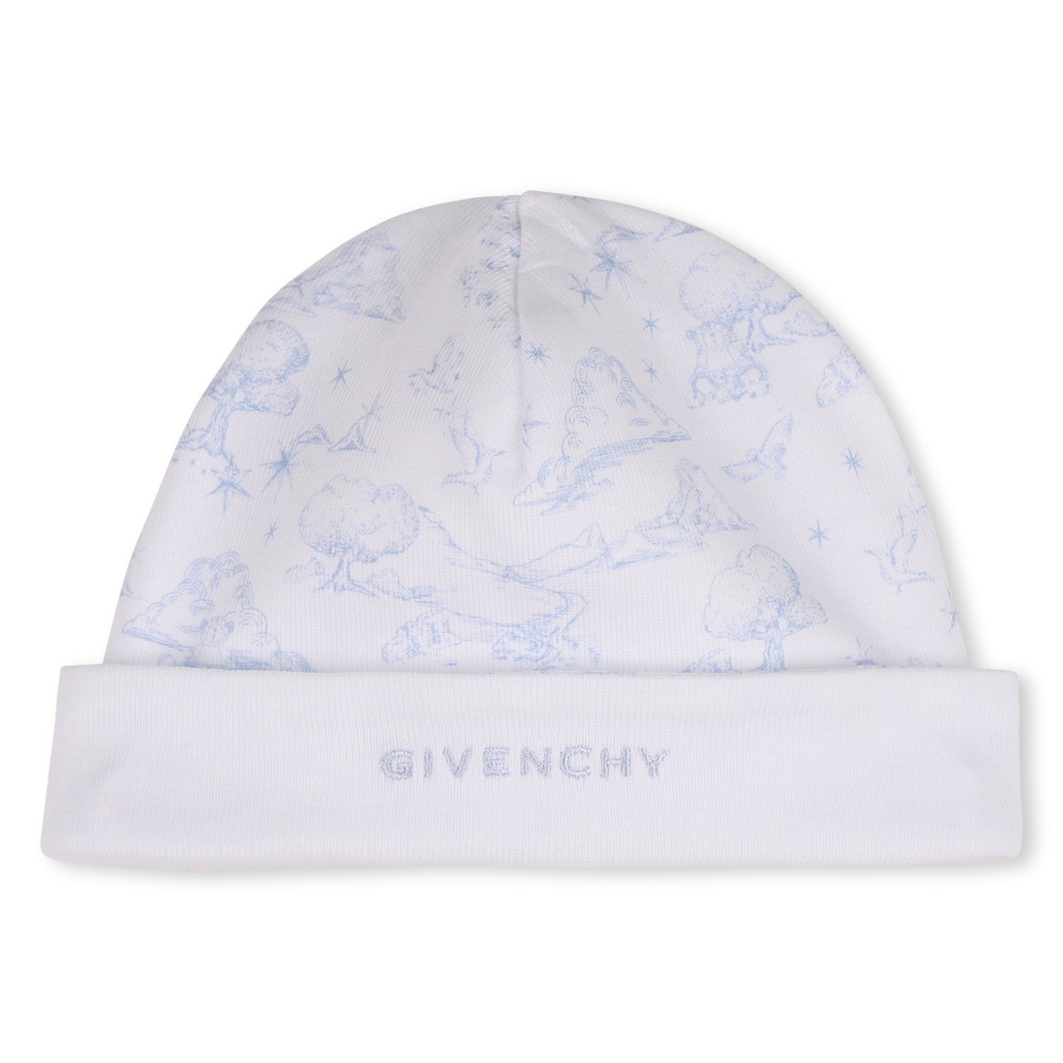 Cotton Interlock Pyjama Set with Toile de Jouy Print, Hat and Bib Givenchy