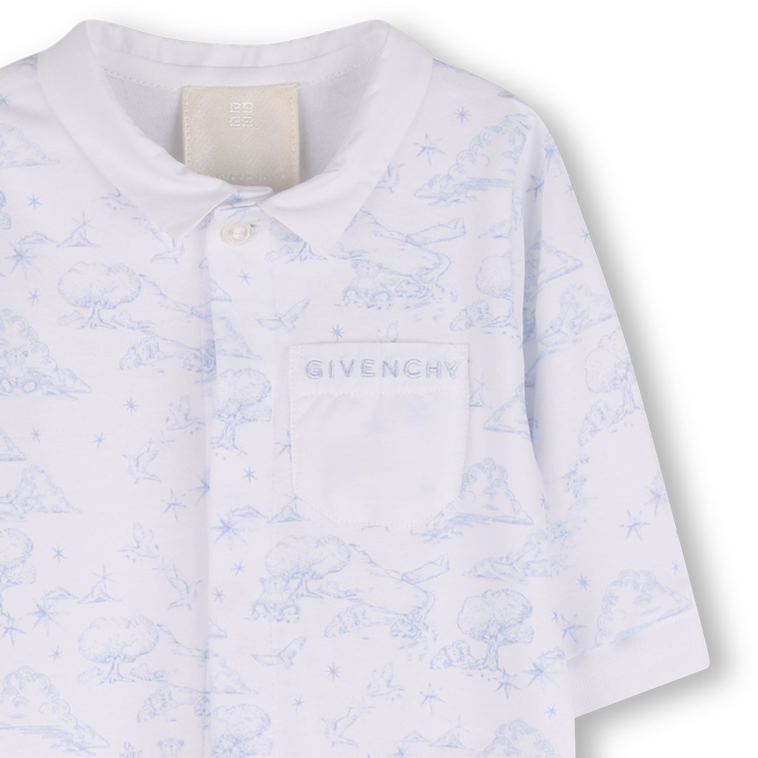 Cotton Interlock Pyjama Set with Toile de Jouy Print, Hat and Bib Givenchy