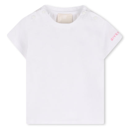 Cotton Tee Shirt and Poplin Overalls Set with Toile de Jouy Print and Headband Givenchy