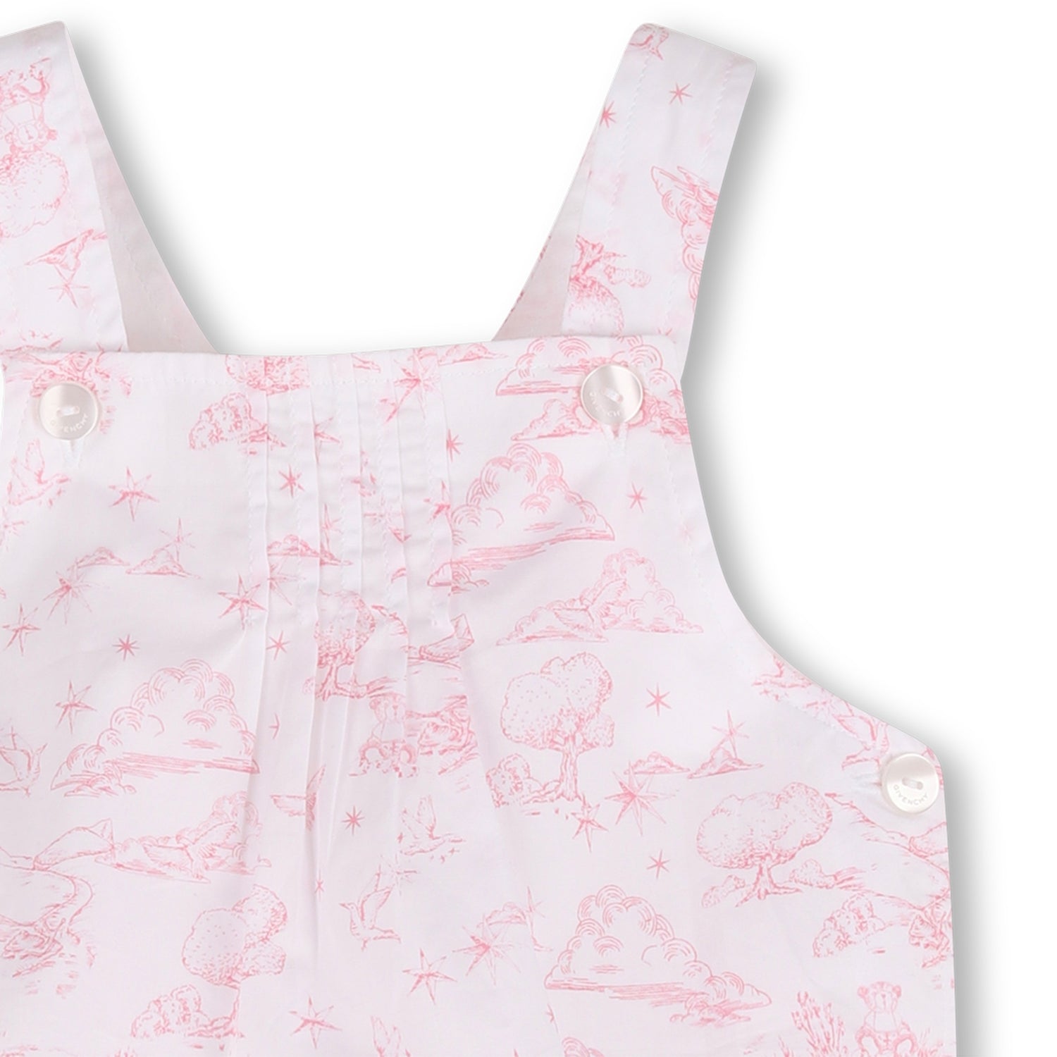 Cotton Tee Shirt and Poplin Overalls Set with Toile de Jouy Print and Headband Givenchy