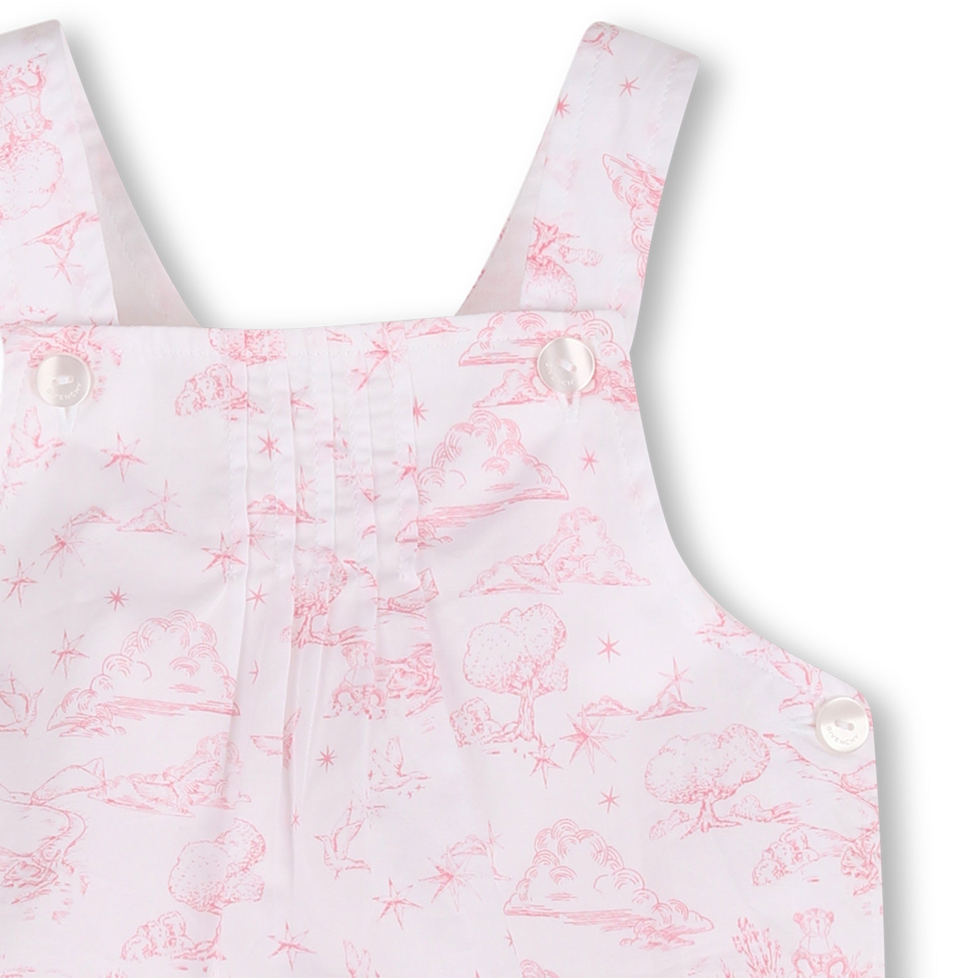 Cotton Tee Shirt and Poplin Overalls Set with Toile de Jouy Print and Headband Givenchy
