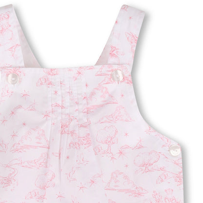Cotton Tee Shirt and Poplin Overalls Set with Toile de Jouy Print and Headband Givenchy