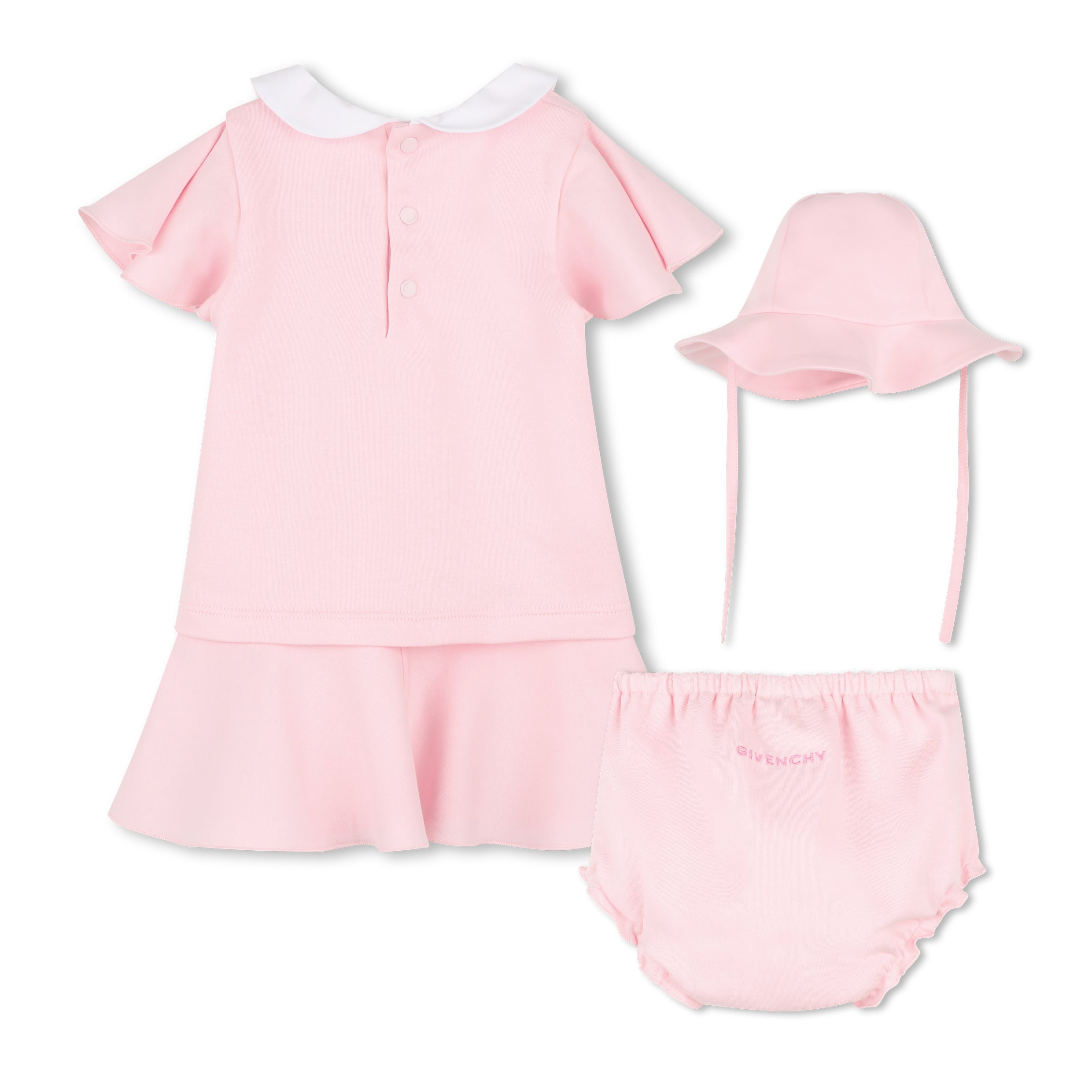 Cotton Dress, Bloomer &amp; Hat Set Givenchy