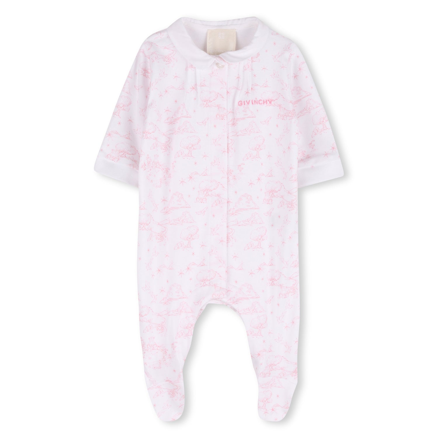 Cotton Interlock Pyjama Set with Toile de Jouy Print, Hat and Bib Givenchy