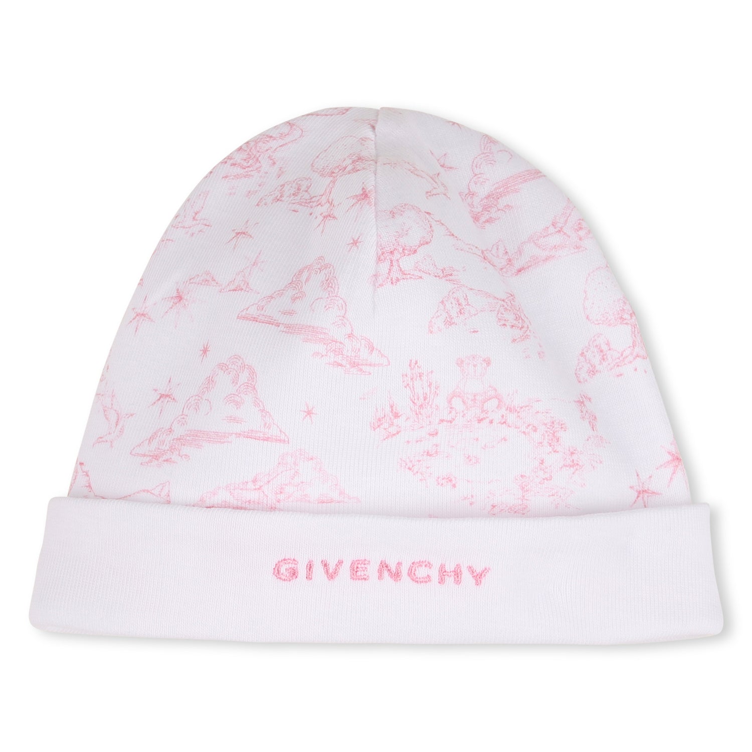 Cotton Interlock Pyjama Set with Toile de Jouy Print, Hat and Bib Givenchy