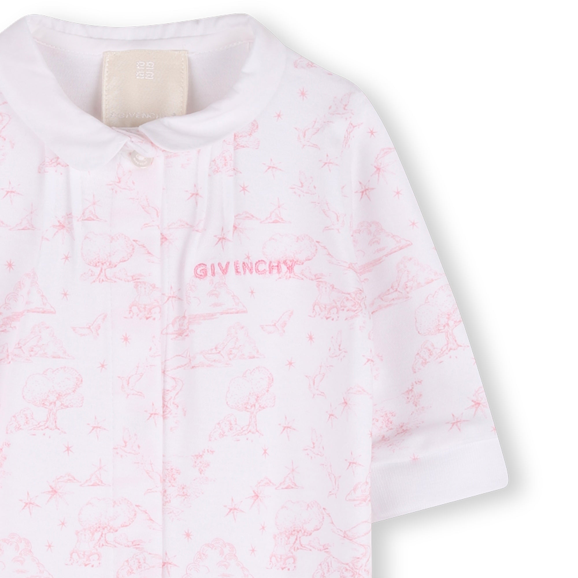 Cotton Interlock Pyjama Set with Toile de Jouy Print, Hat and Bib Givenchy