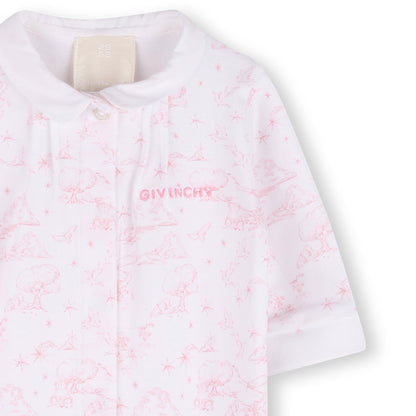 Cotton Interlock Pyjama Set with Toile de Jouy Print, Hat and Bib Givenchy