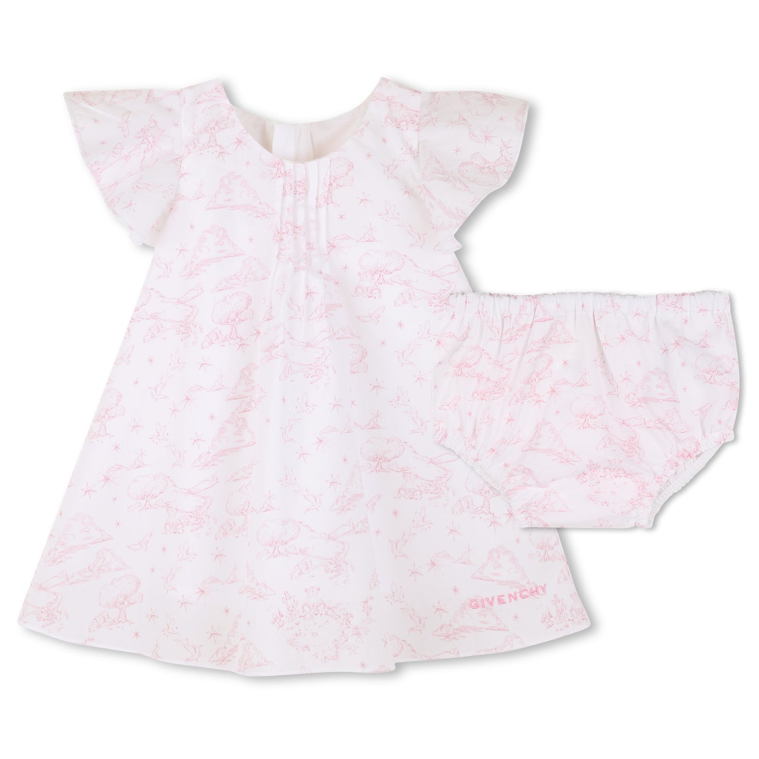 Cotton Poplin Dress and Bloomer Set with Toile de Jouy Print Givenchy