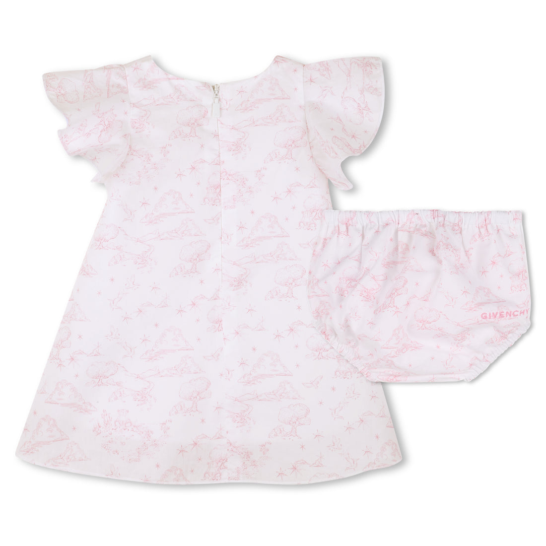 Cotton Poplin Dress and Bloomer Set with Toile de Jouy Print Givenchy