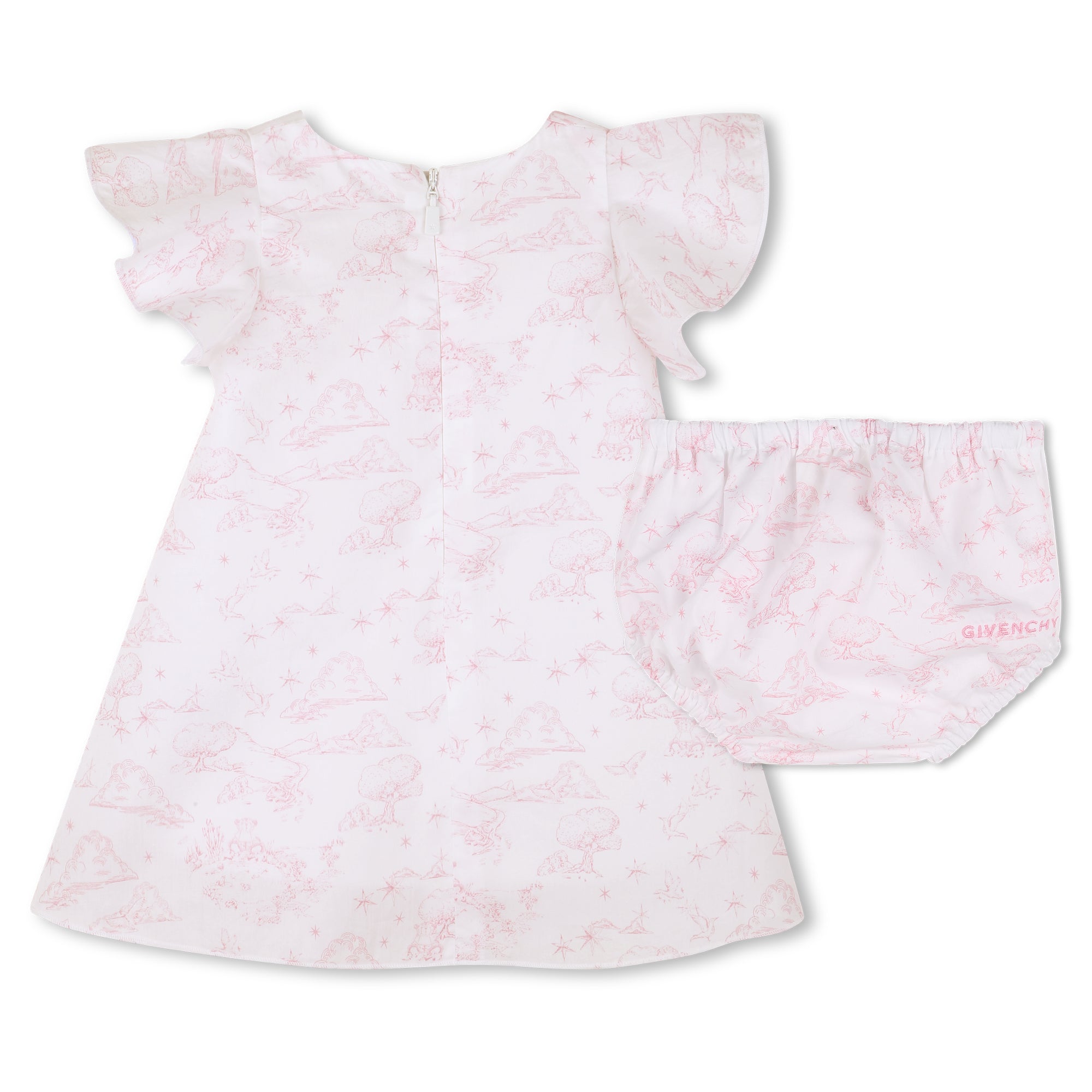 Cotton Poplin Dress and Bloomer Set with Toile de Jouy Print Givenchy