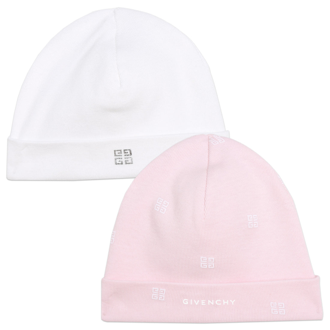 Set of 2 Ribbed Hats in Pink And Blue Sets